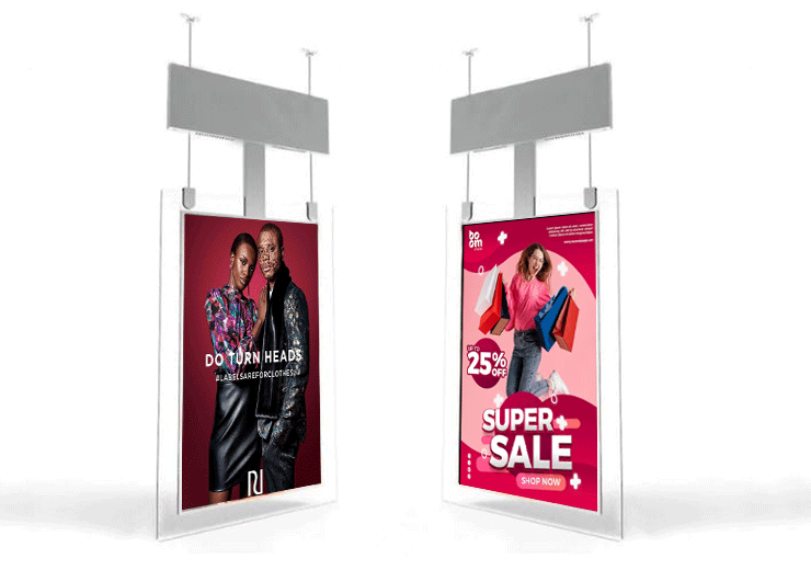 Pantalla transparente doble cara